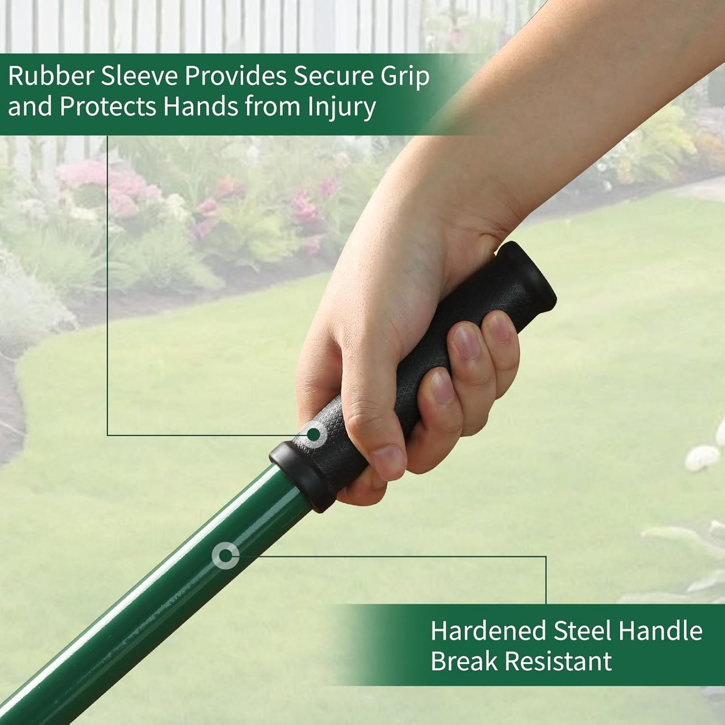 Broadfork Garden Tool with Steel Handle Heavy Duty Five Tines Broad Fork for Gardening Loosening and Aerating Soil, U-Shaped Design Hand Tiller, Compost Turner and Aerator