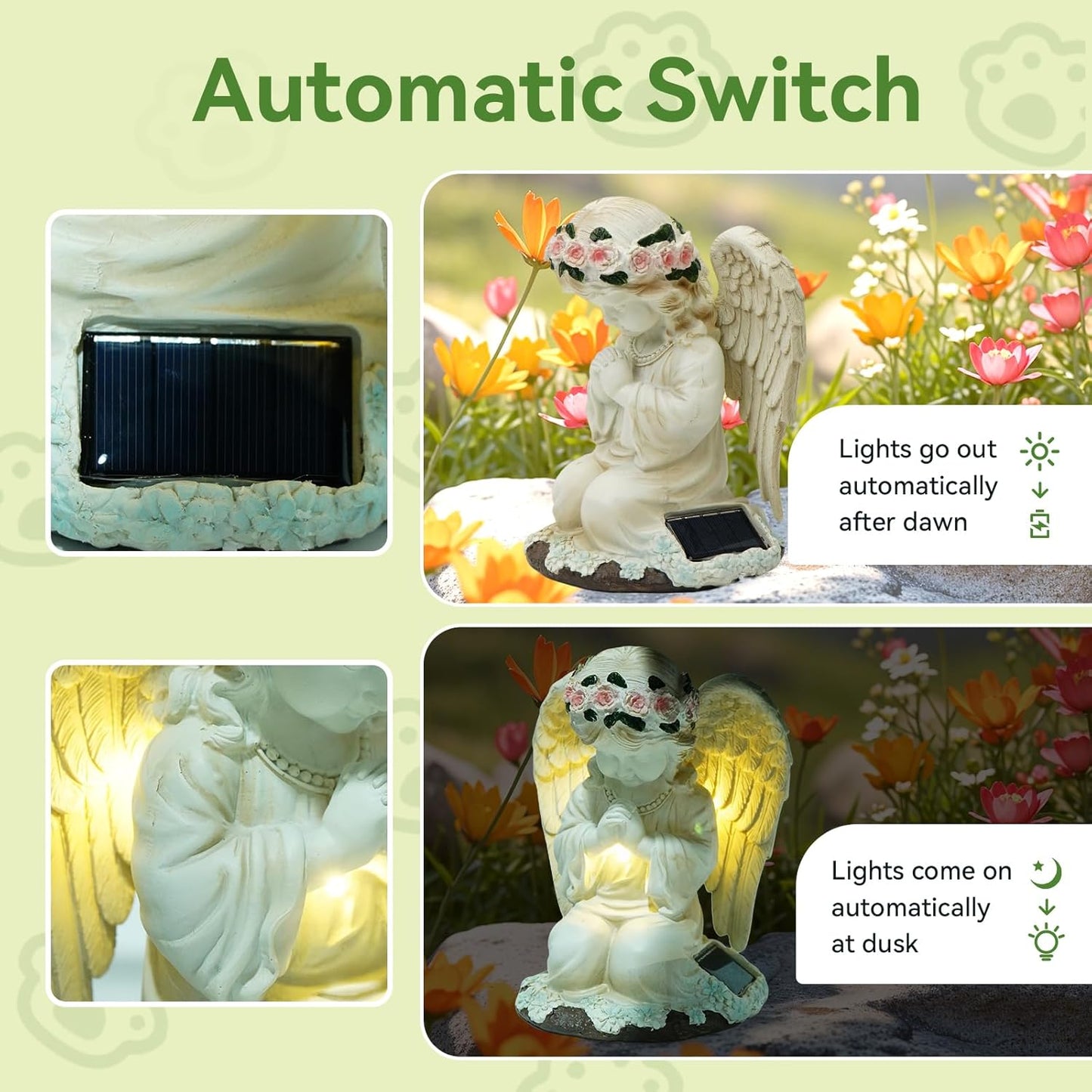 Solar Angel Garden Statues with LED Lights, Outdoor Decor for Patio Yard Balcony - Unique Housewarming Birthday Gifts for Women Mom Grandma