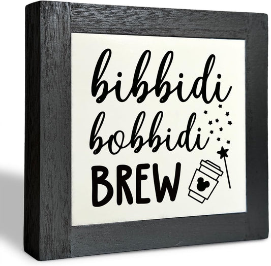 Bippity Boppity Wood Plaque Sign - Rustic Coffee Table & Kitchen Home Decor, 5.95.9in