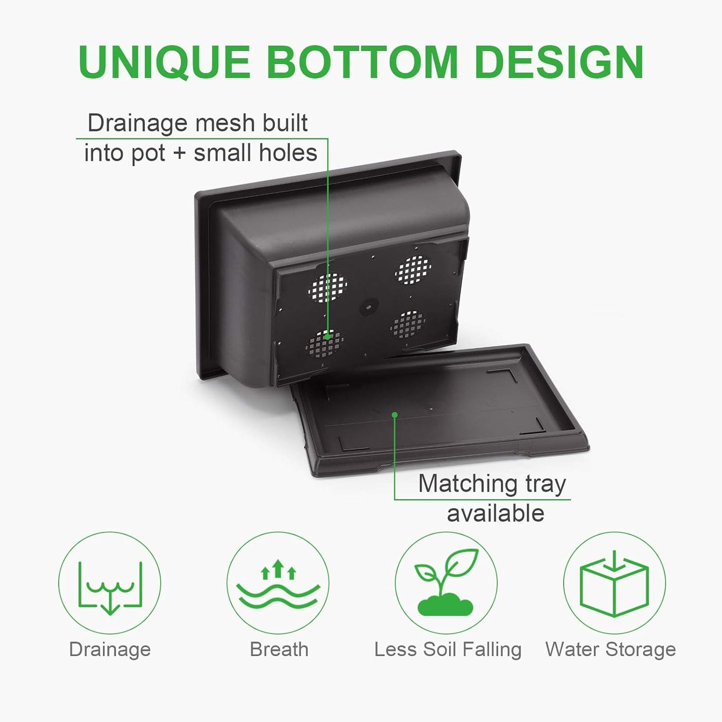 GROWNEER Bonsai Pots 3 Packs 11 Inch Bonsai Tree Training Pot with Humidity Drainage Trays & Repotting Mat Rectangle Planter Plants Starter Kit Growing for Garden Yard Office Indoor Outdoor