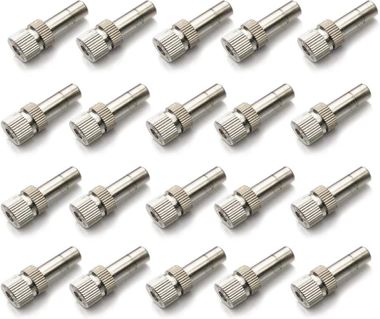 20pcs Brass Mister Nozzles, 6mm Misting Nozzles for Outdoor Cooling System, Landscaping, Air Humidification, Greenhouse Irrigation (without Filter, 0.02"/0.5mm Orifice)