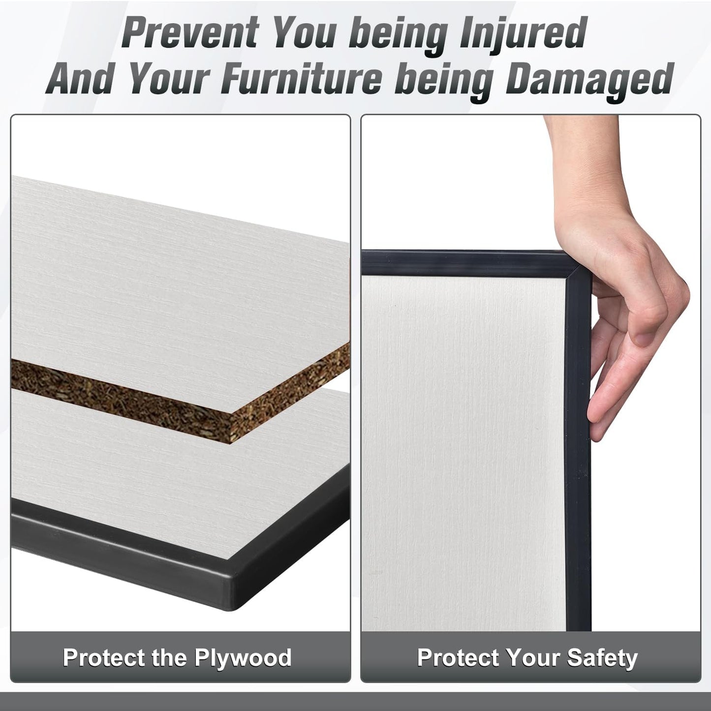 Rubber Edge Trim, 2 inch Wide U Channel Edge Trim, Big Size U Shaped Trim, Self Adhesive Edge Banding for Plywood, Woods, Doors, Shelf, Cabinet, Countertop, Length 20Ft, Black