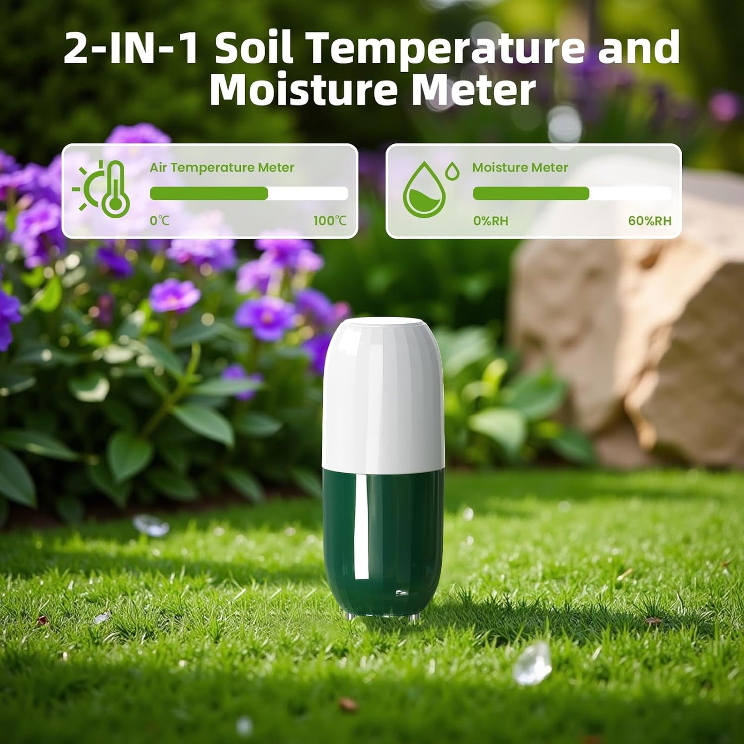 Moisture Meter Plants, Soil Meter, Wireless WiFi Soil Moisture Sensor, 2-in-1 Soil Moisture Meter, WiFi, Garden, Lawn, Potted Plants Care
