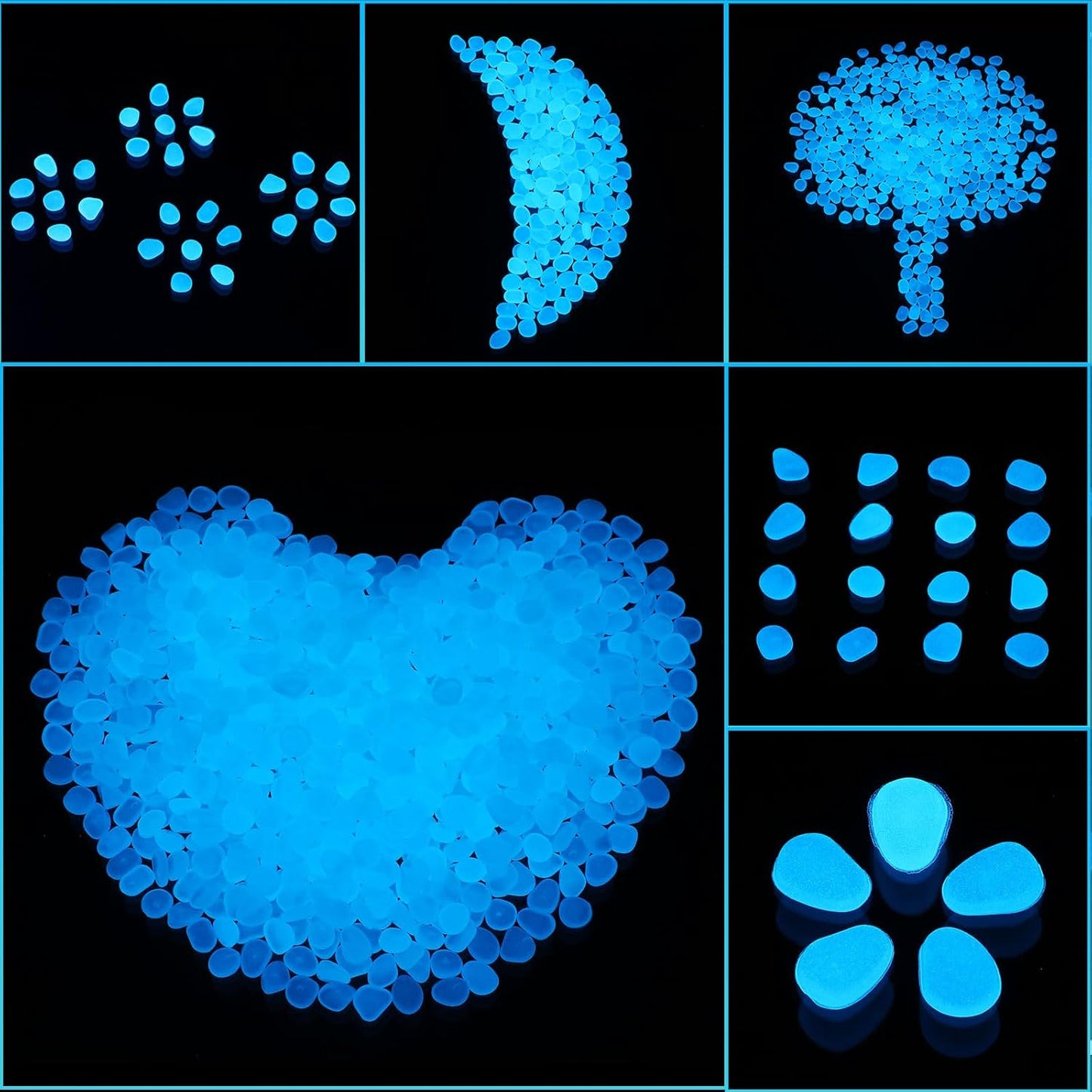 20000 Pcs Glow in The Dark Rocks Bulk Blue Garden Glow Rocks Outdoor Garden Glow in The Dark Pebble Glow in The Dark Stone for Walkway Backyard Landscaping Fish Tank Plant Decor