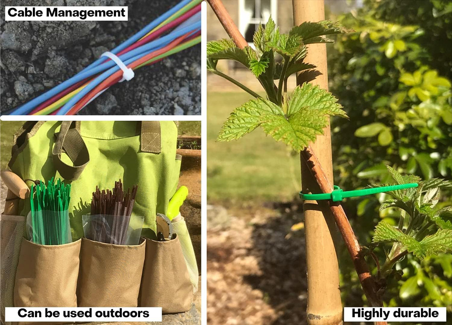 GTSE 12 Inch Green Zip Ties, 100 Pack, 40lb Strength, UV Resistant Long Nylon Cable Ties, Self-Locking 12" Tie Wraps