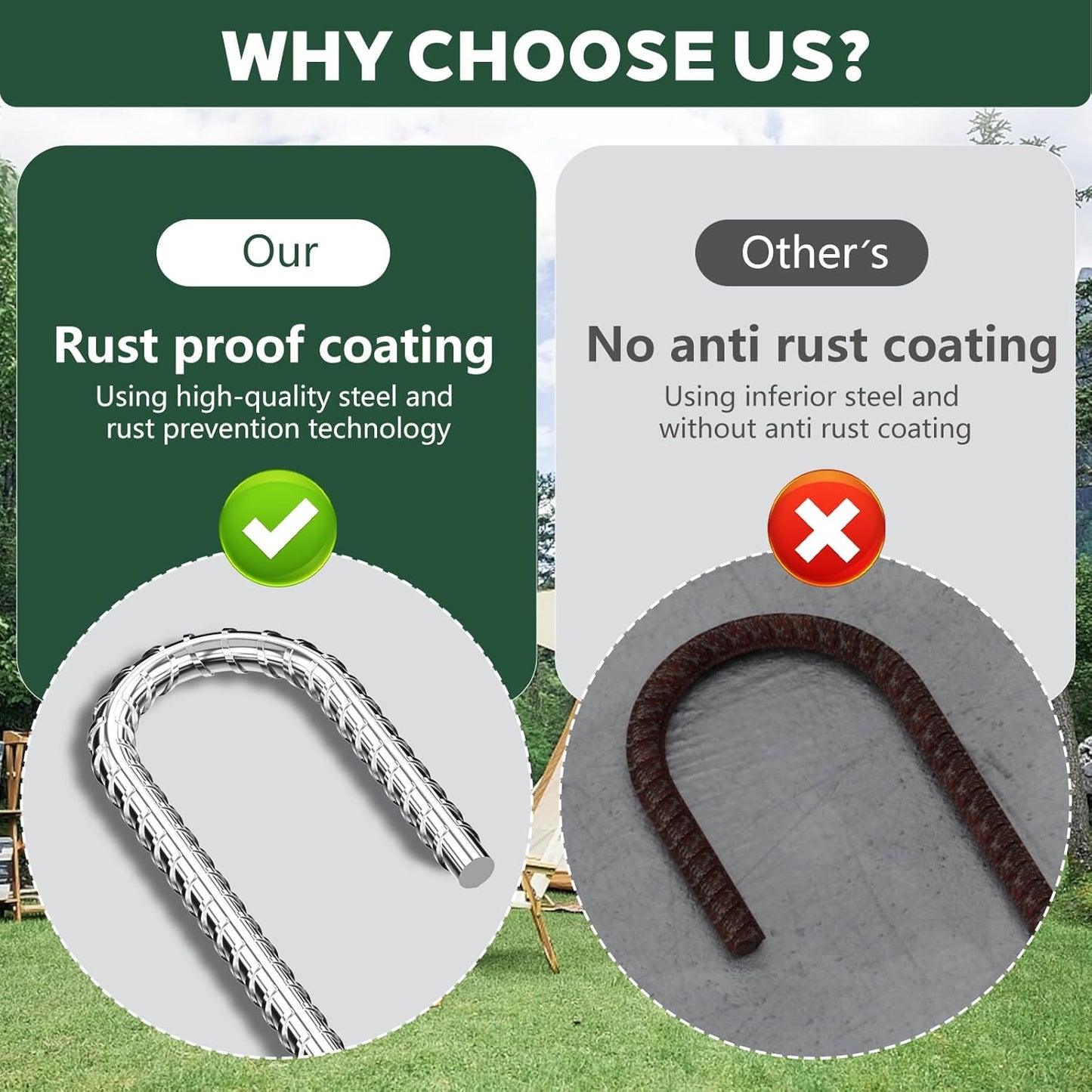 20 Pieces 12 Inch Long 1/4In Diameter Heavy Duty J Hooks,Heavy Duty Rebar Metal Fence Ground Garden Tent Stakes,Ground Spikes Anchors for Fencing,Outdoor Chicken Wire Trellis Stakes,Anti-Rust Silver