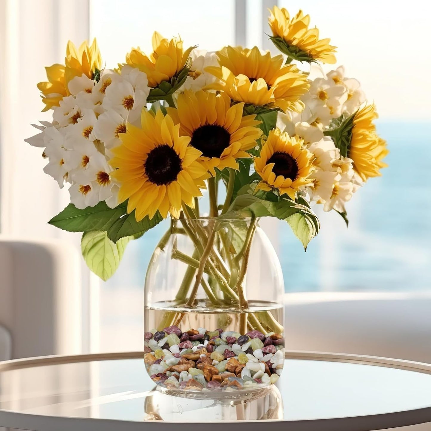 5 lbs Pebbles for Indoor Plants, Succulent Rocks, 3/8" Polished Pebbles for Bamboo, Vase, Terrarium, Natural Decorative Small River Rocks for Crafts, Cactus, Outdoor Garden Landscaping