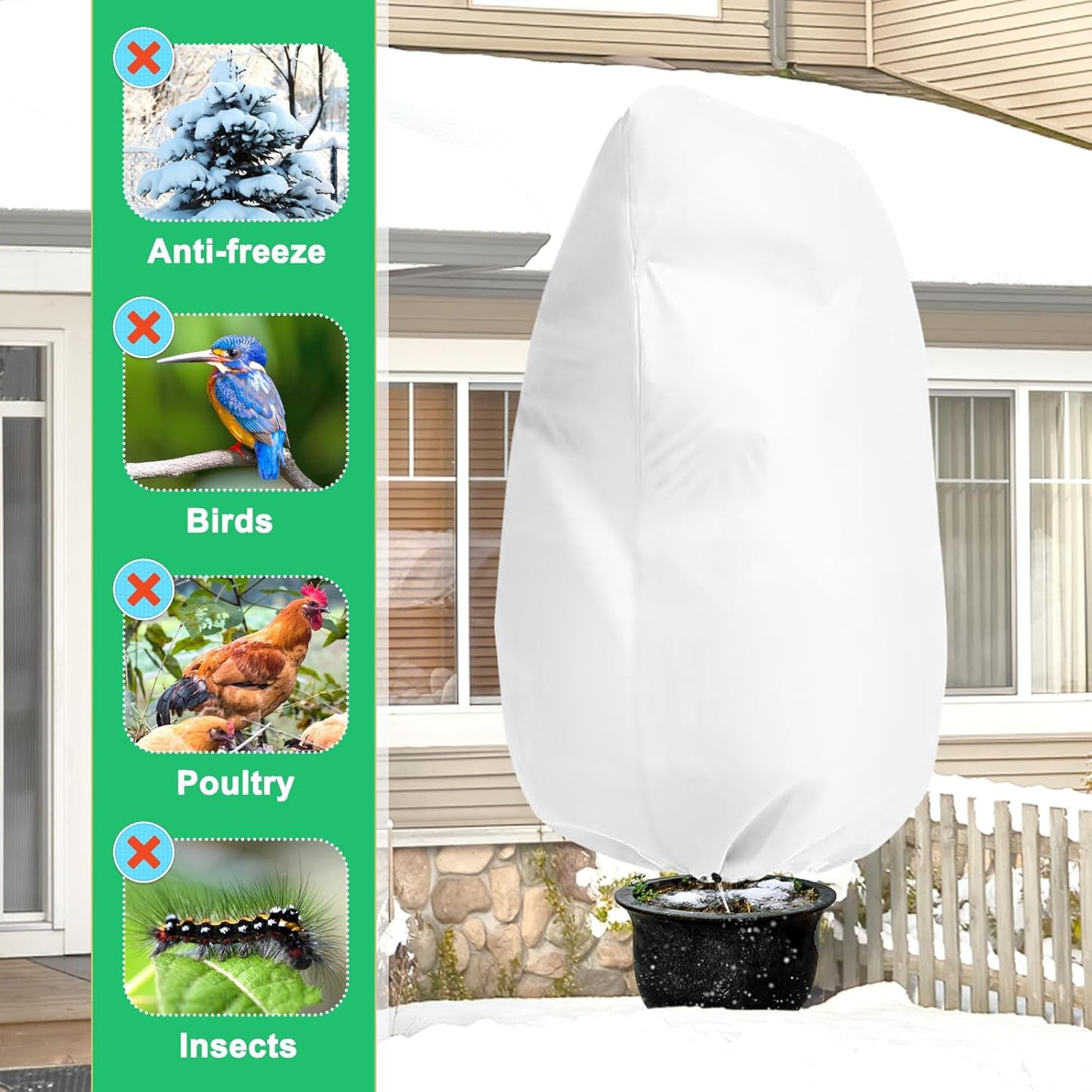 DQS 3 Pack Plant Covers Freeze Protection, 23.6" x 31.4" Winter Frost Protection Blankets Frost Cloth,Suitable for Outdoor Winter Frost, Cold Weather, shrubs, Trees, Jackets, and coverings