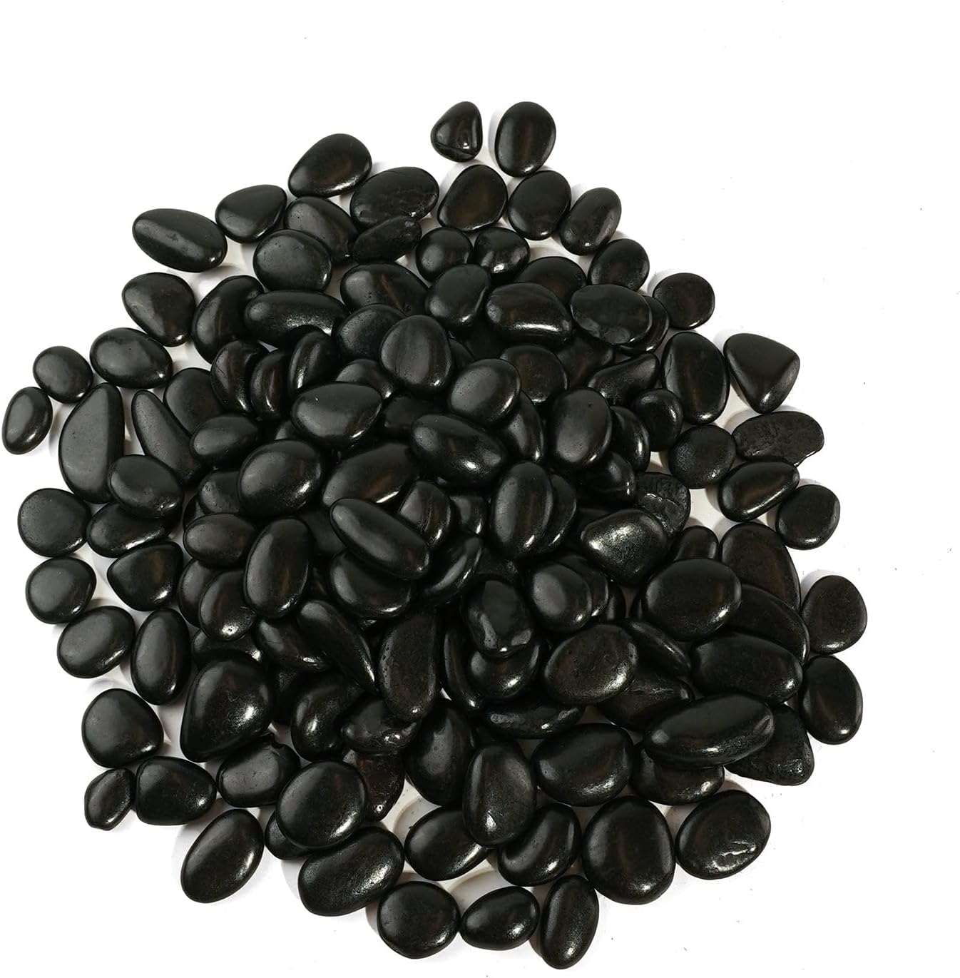 2 LBS River Rocks, StoneCreek, Decorative Garden Stones for Plant Landscaping, Polished Gravel Filler Pebbles for Home Decoration, Vases, Succulents, Flower Beds and Fish Tanks (Black, Medium)