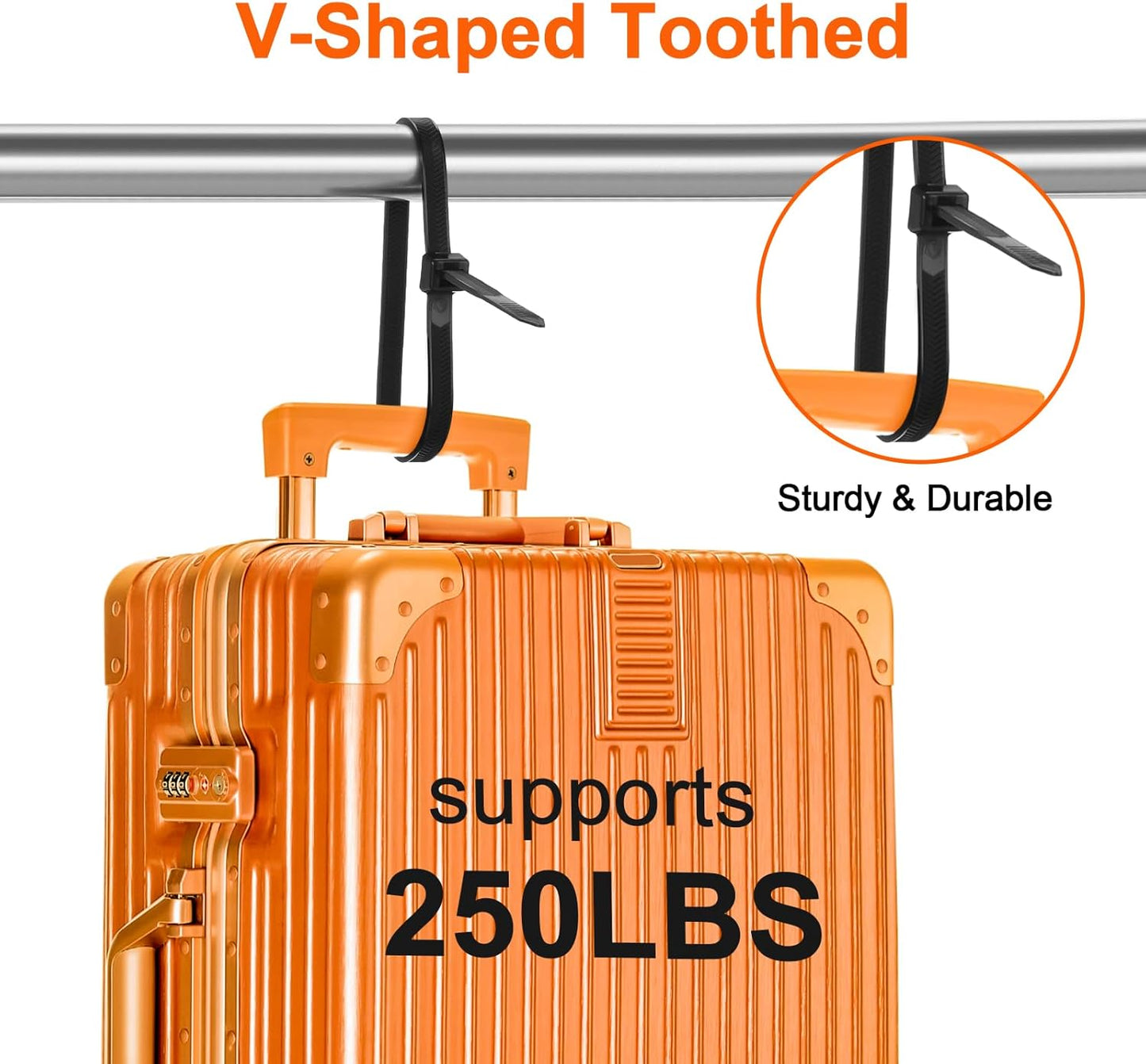 12 Inch V-Shaped Zip Ties Double Sided Toothed,250 LBS Tensile Strength Heavy Duty Cable Wire Ties With Self-Locking Adjustable More Durable Nylon Tie Wraps for Indoor Outdoor（50 Pack）