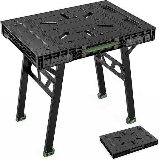 Foldable Work Bench,Easy Step Protable Work Table,34" W x 25" D x 31" H Lightweight Workbench wih 1650 LBS,Work Benches for Garage,Work Bench Suitable for Garage,Workshop and Home (Green)