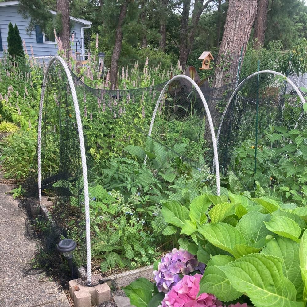 Junflying Bird Netting for Garden, 7.5X100 FT, 1/2“ Mesh, Strong Woven Deer Fence Netting for Garden Protection with Ties, Protect Vegetables, Fruit Trees, Blueberry Bushes, Strawberry Plants