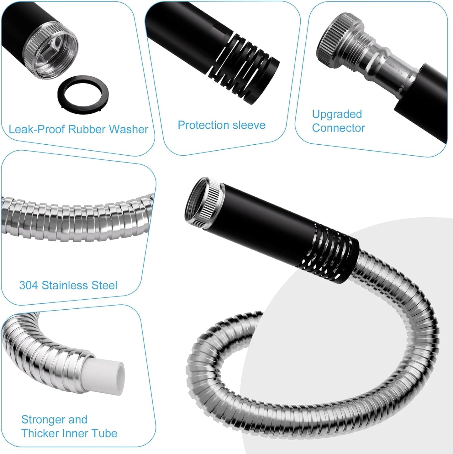 Garden Hose Metal 25 FT, Flexible Stainless Steel Water Hose with 10 Function Nozzle, Kink Free, Lightweight & Durable, Crush Resistant Fitting, Puncture Proof Hose for Yard, Rv, 600 PSI 2025 New