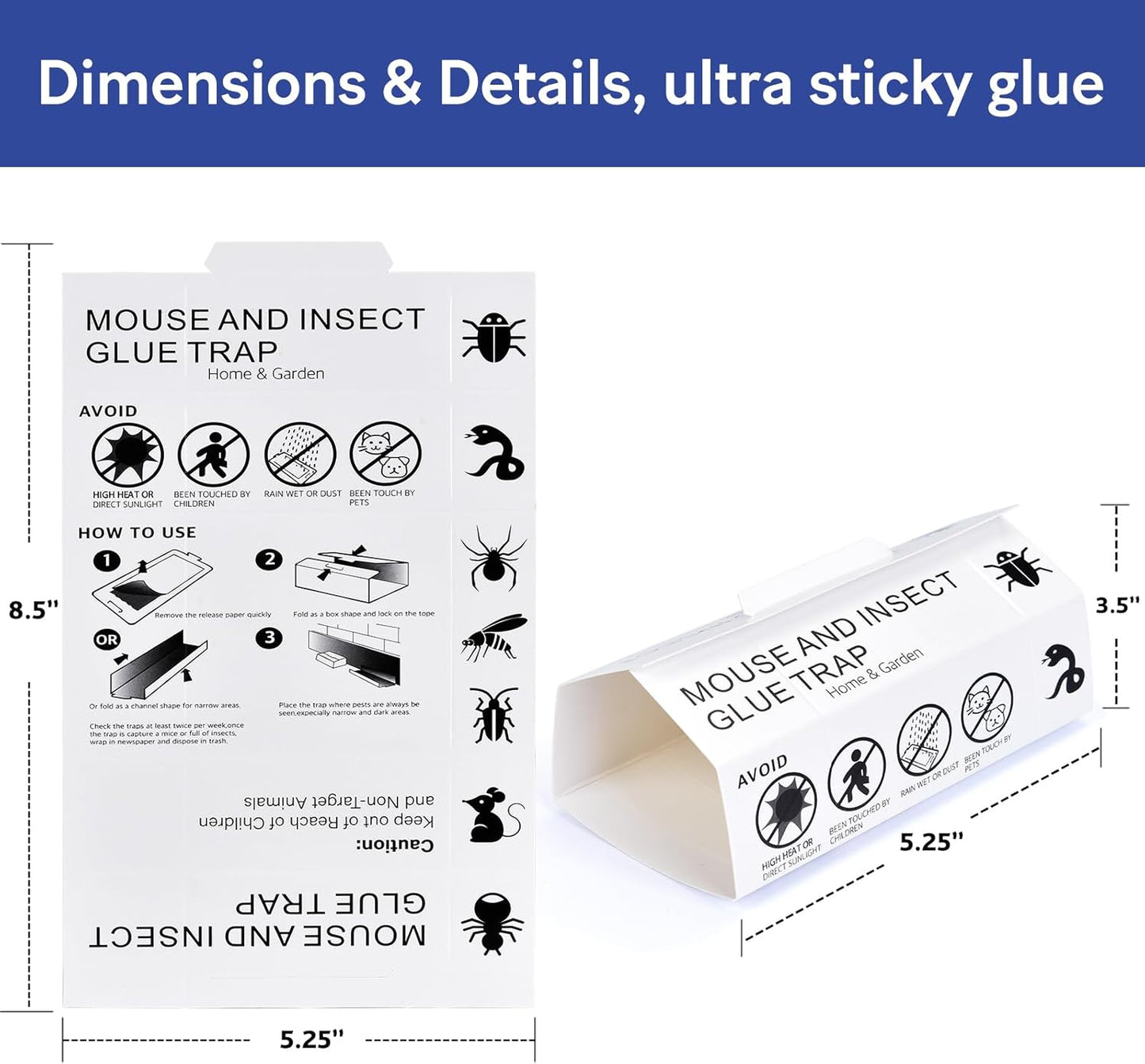 38Pack Mouse & Insect Traps Indoor for Home, Glue Traps for Mice Roach Ant Snake Rats Rodents, Sticky Pest Control Adhesive Tray for Catching Bugs, Sesame Oil Scent Non Toxic Pre-Baited Glue Boards