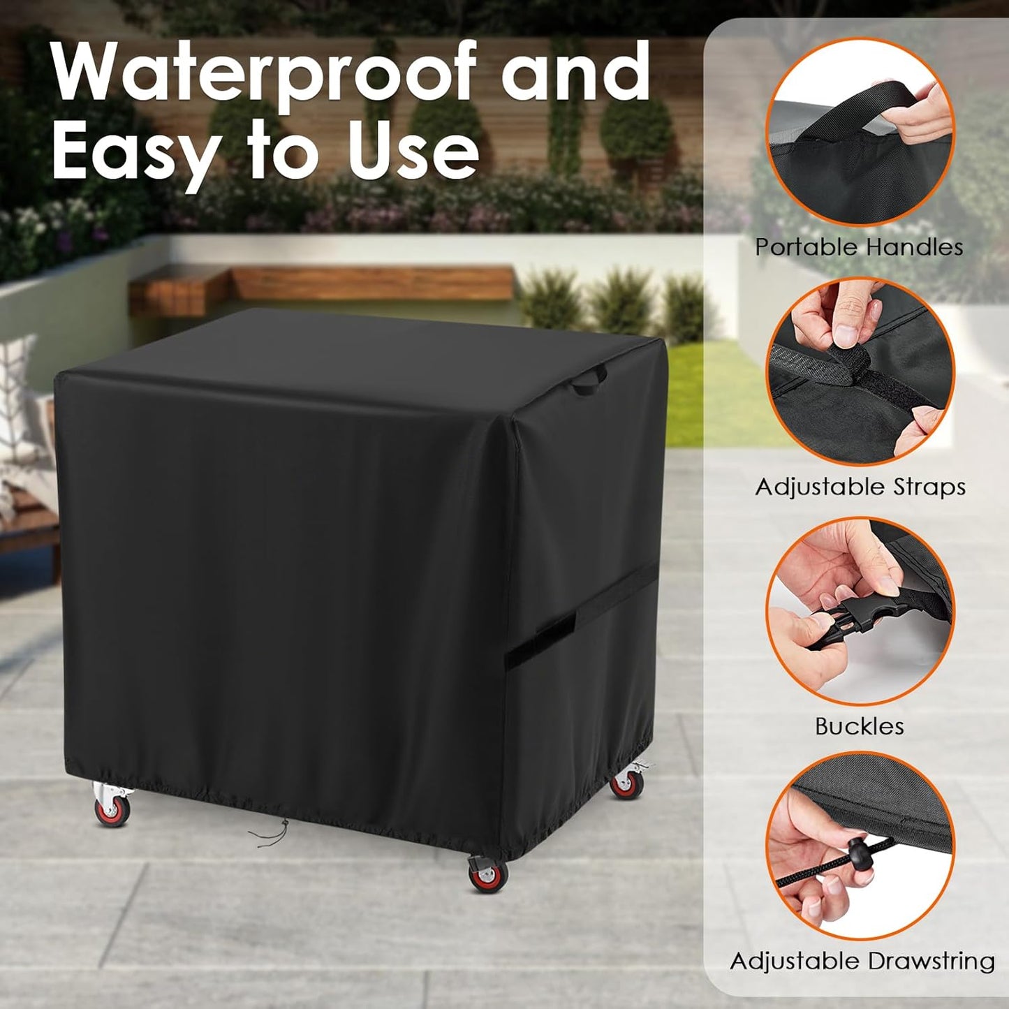 Outdoor Grill Table Cover for Feasto Grill Cart with Storage Cabinet, Waterproof Outdoor Bar Cart Grill Cart Covers, 36"x26"x36" Table Cover for Grill Dining Kitchen Cart