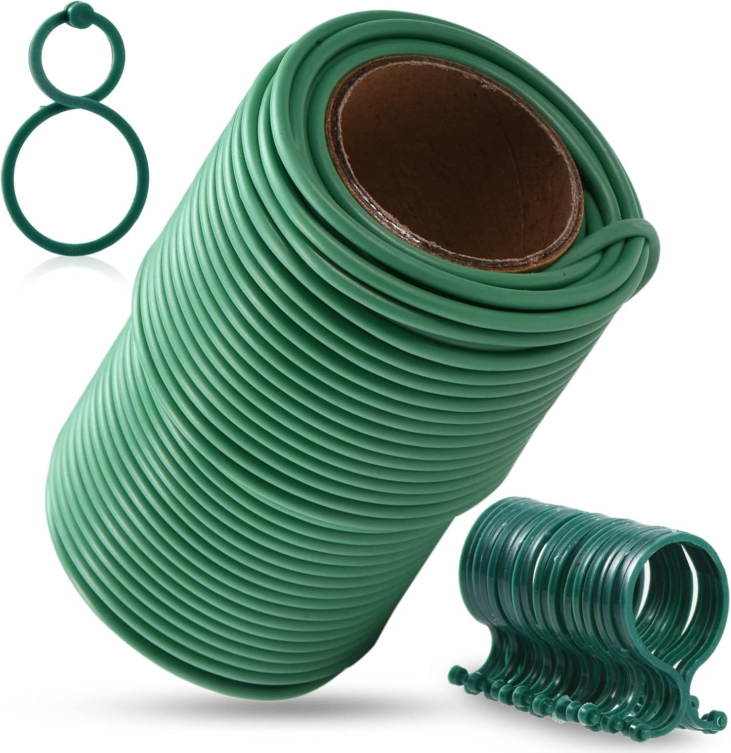 80 Feet Soft Plant Ties - Green Twist Ties with 20 PCS Clips, Gardening Supplies for Plants & Home Organization - 3mm Diameter