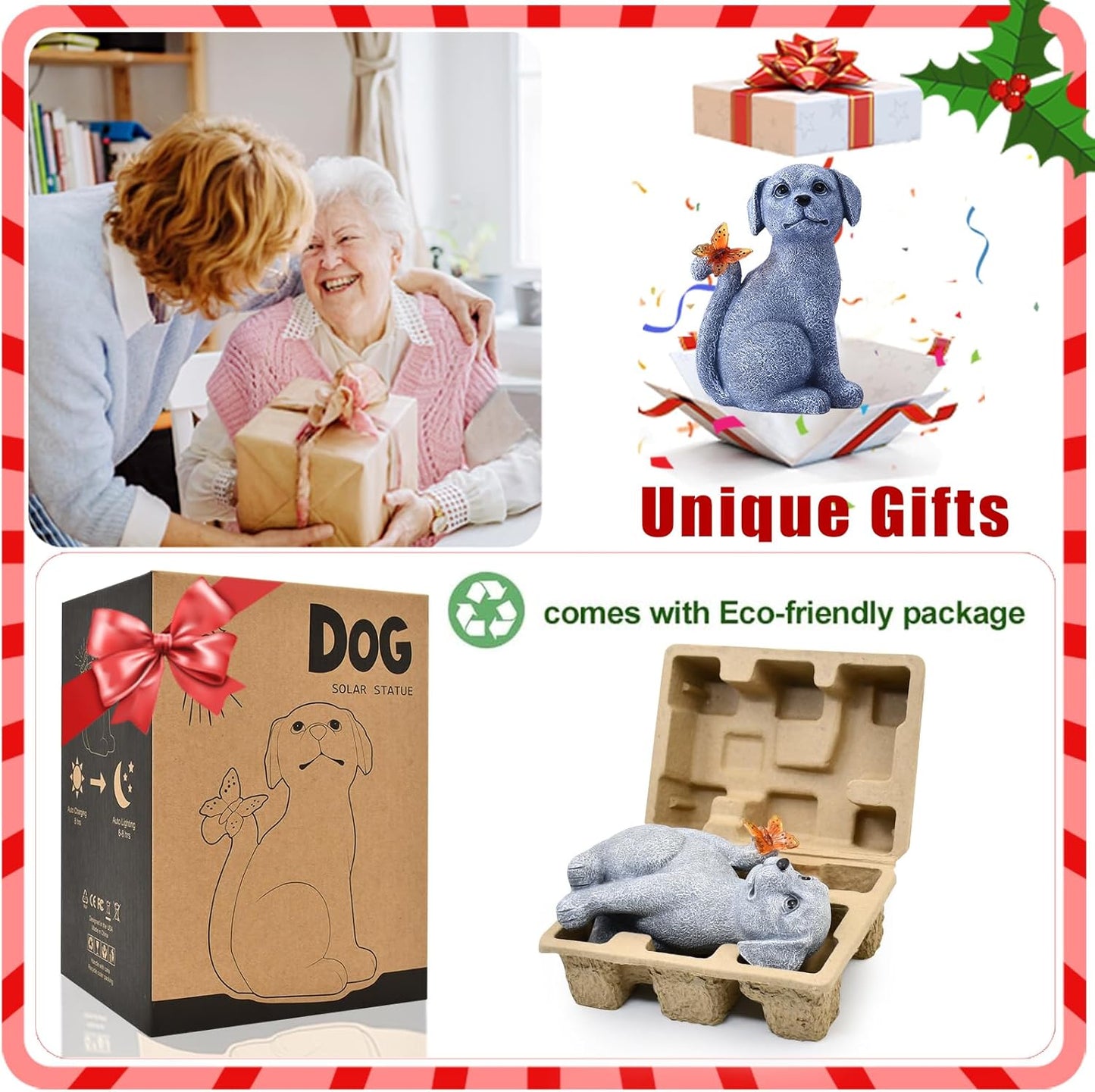 Nacome Dog Outdoor Statues for Garden: Outside Decor with Butterfly Clearance for Yard Art Lawn Ornaments Porch Patio Balcony Home House - Birthday Gifts for Grandma Mom Women