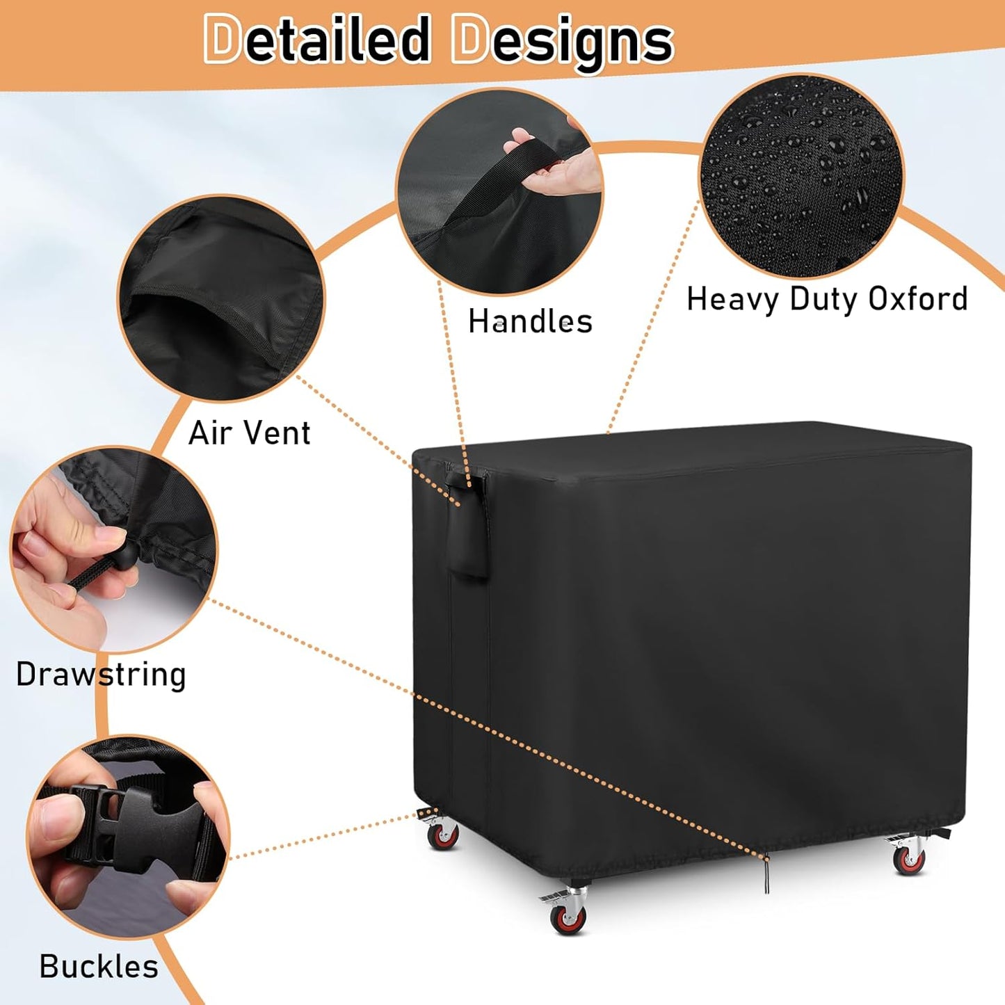 Outdoor Grill Table Cover for Feasto Gas Grill Table, Heavy Duty Bar Cart Grill Cart Cover Waterproof Gas Grill Stove Pizza Oven Table Covers 36"L x 24"W x 36"H Black