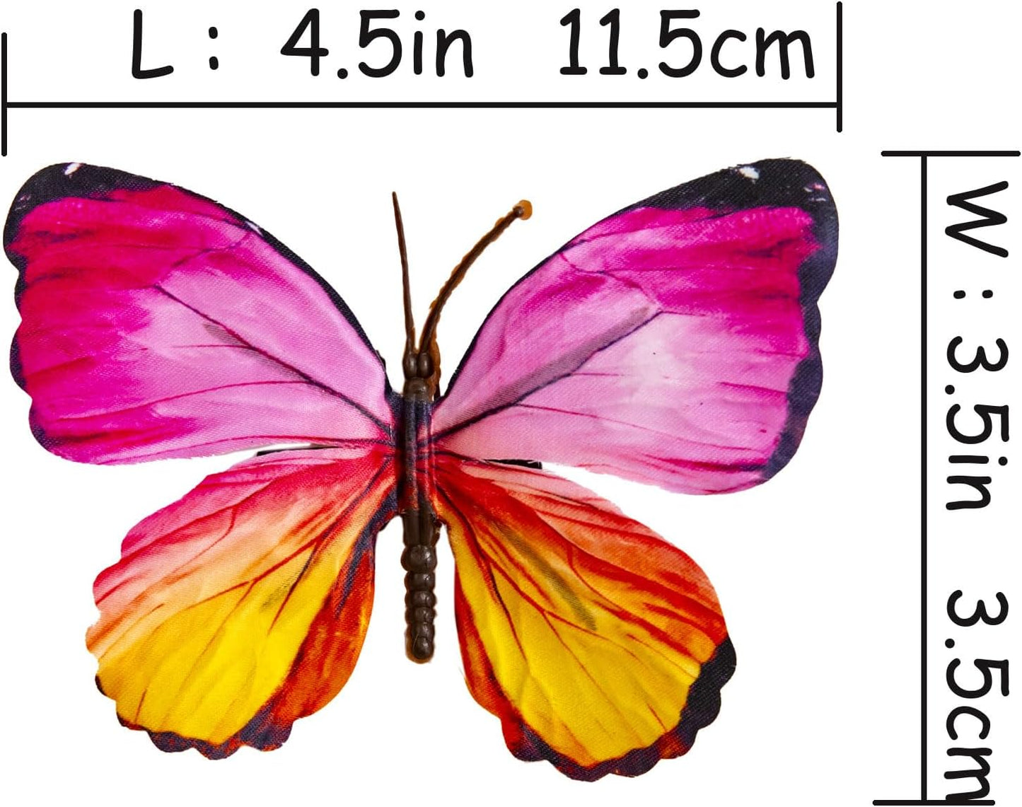 YCHTEWY-Decorative Butterfly Clips, 3D Artificial Silk Butterflies, Multicolor, 12-Pack, Home and Floral Decor (A Clip)