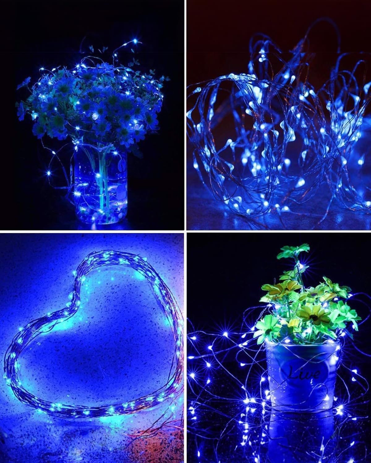 Twinkle Star 2 Pack Outdoor Solar String Lights, Total 80 FT 240 LED Solar Fairy Lights Outside Waterproof 8 Modes, Christmas Tree Light for Patio Garden Party Backyard Wedding Decor Blue
