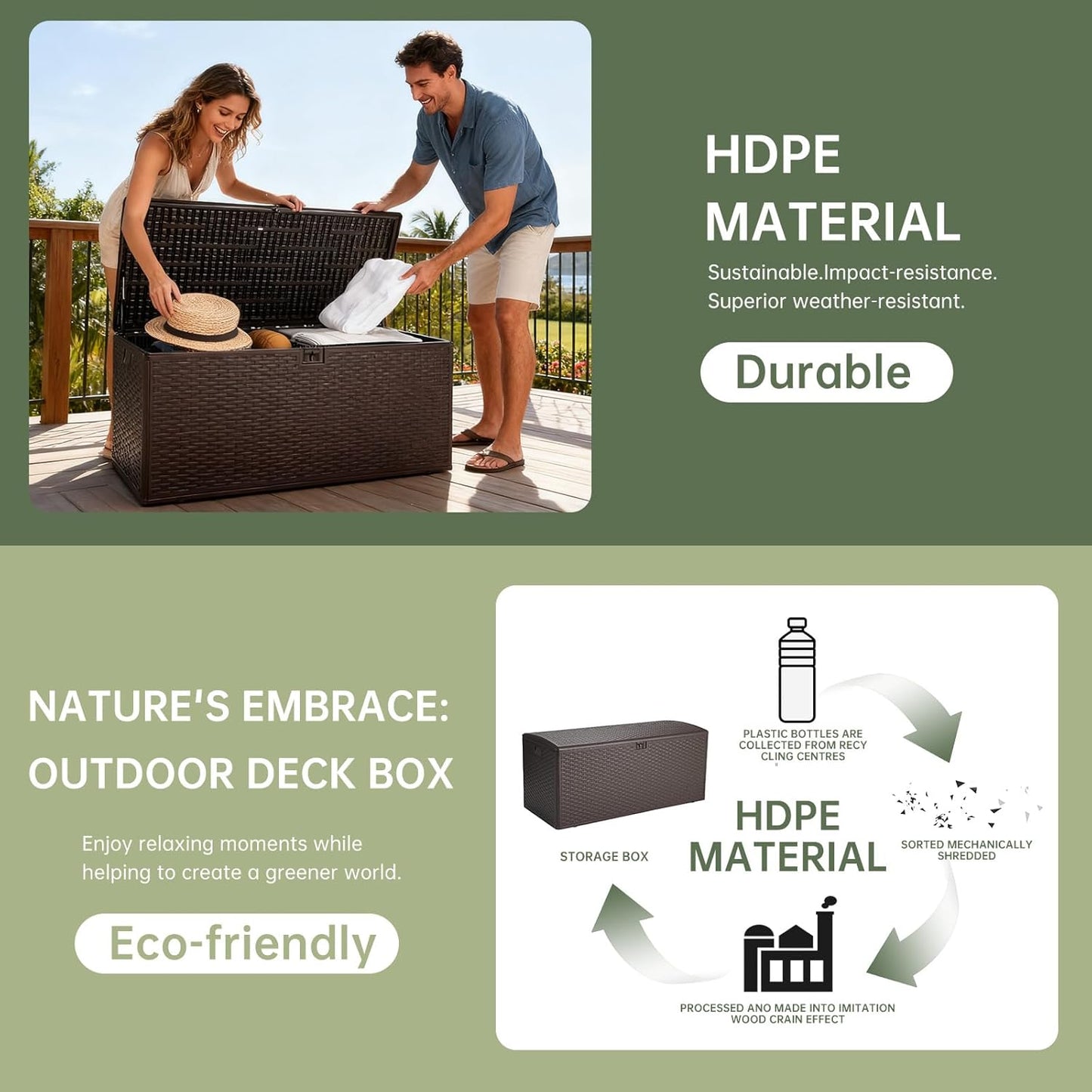 150 Gallon Large Resin Outdoor Storage Box,Waterproof Deck box for Patio Furniture,Garden Tools,Lockable Patio Storage Box,Blow-Molded HDPE