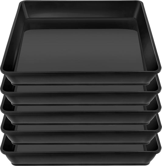 Square Plant Saucer 6inch 5 Pack, Plastic Plant Saucers, Plant Water Dray Tray, 8 10 12 14 16 18 20 Inch Garden Planters for for Pots Base Indoors and Outdoors Plants（6 inch Black）