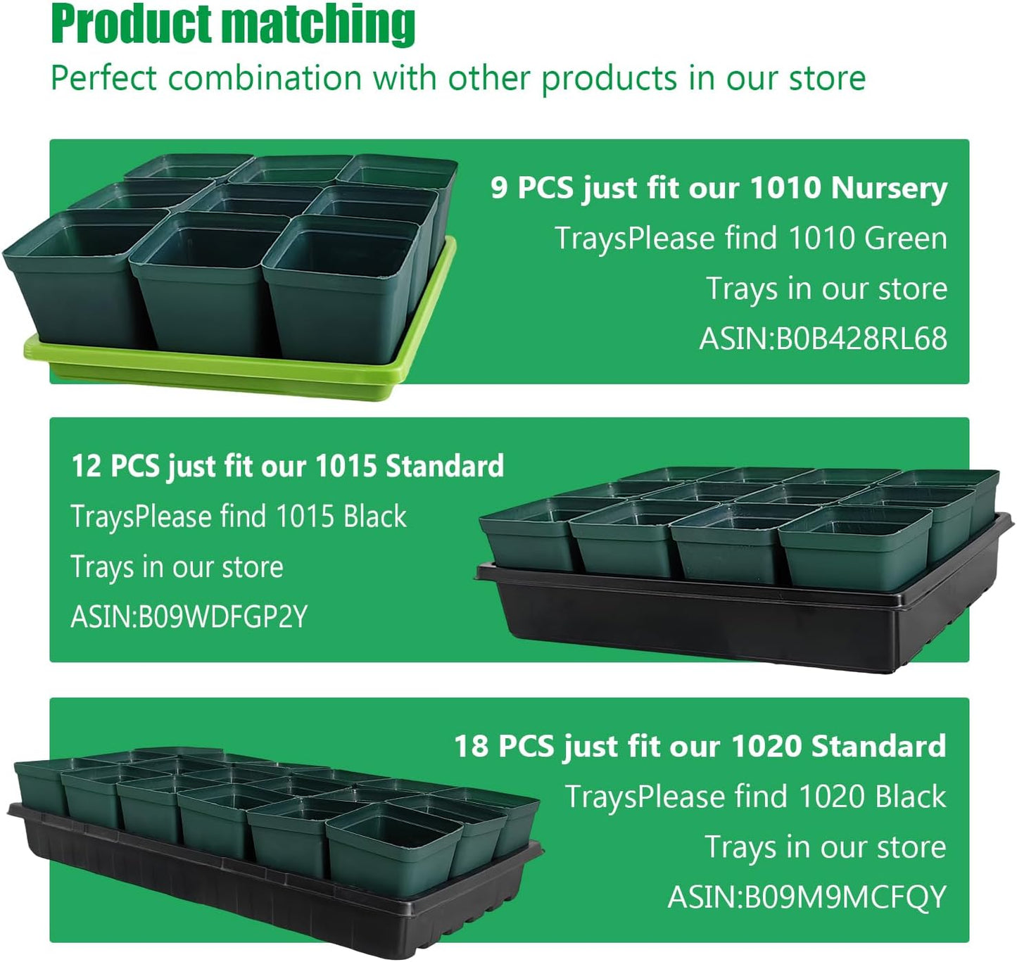 Square Nursery Seedling Pot 3.5 Inches 90 Pcs, Small Nursery Pot Plastic Thick and Sturdy Seed Start Germination Pot for Plant Propagation and Seeding(Green,3.54 Inches, 90Pcs)