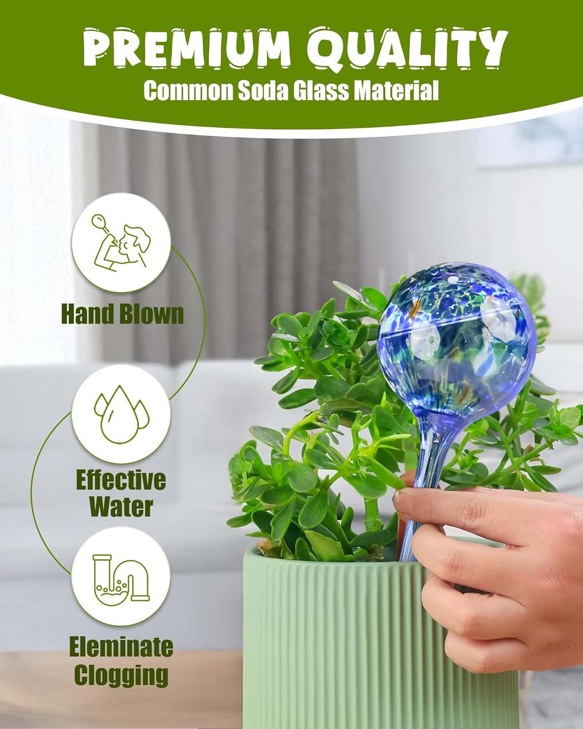 Iridescent Self Watering Globes, Glass Rainbow Plant Watering Globes, Self Watering Planter Insert, Automatic Plant Waterer Indoor (Large-4 Pcs Multi-Color, Large)