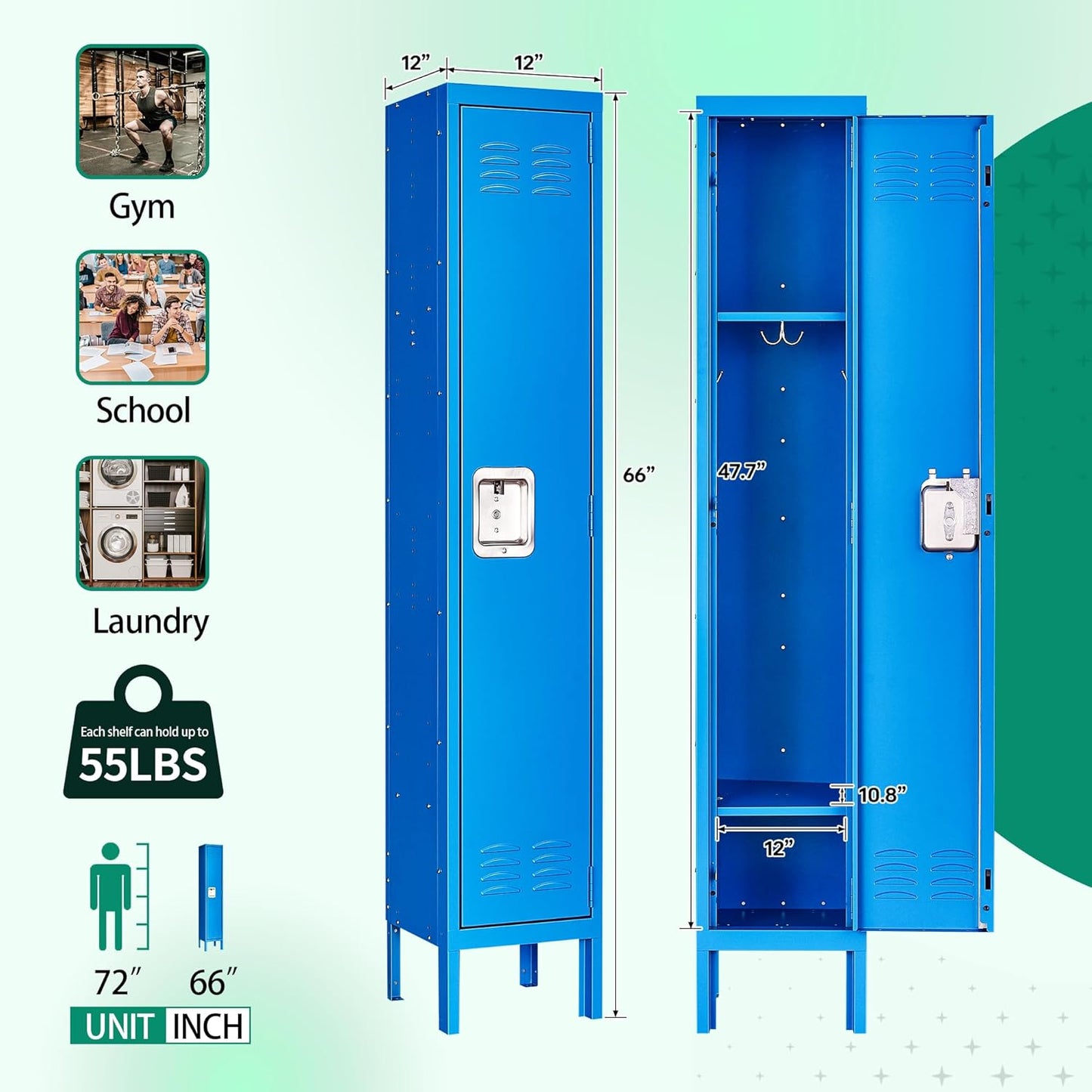 Letaya Lockers for Employees-Metal Storage Locker with Lock Door Steel Cabinet for School,Gym,Office,Staff (1 Door)