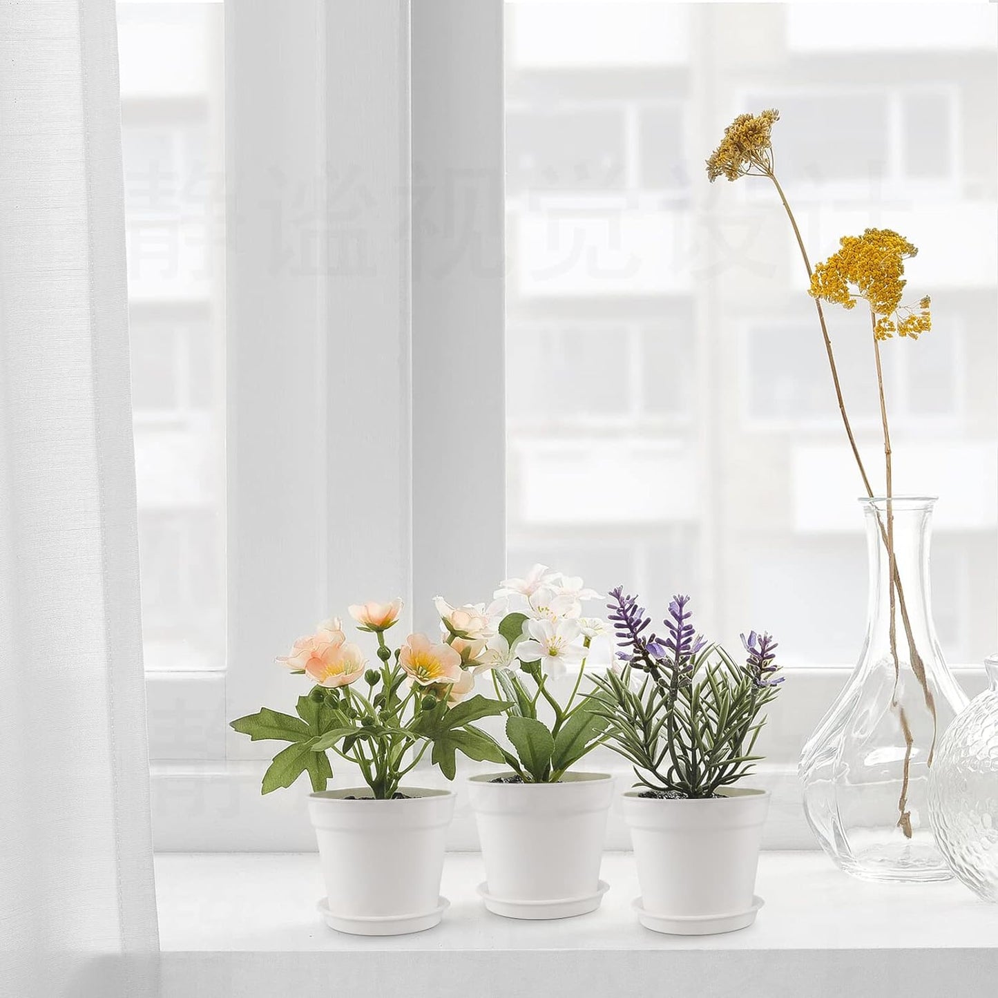 28 Pack 4 inch Small Plant Pots, Plastic Planters with Drainage Holes and Saucers for Flowers Plants, Succulents, Seed Starting Pots, White