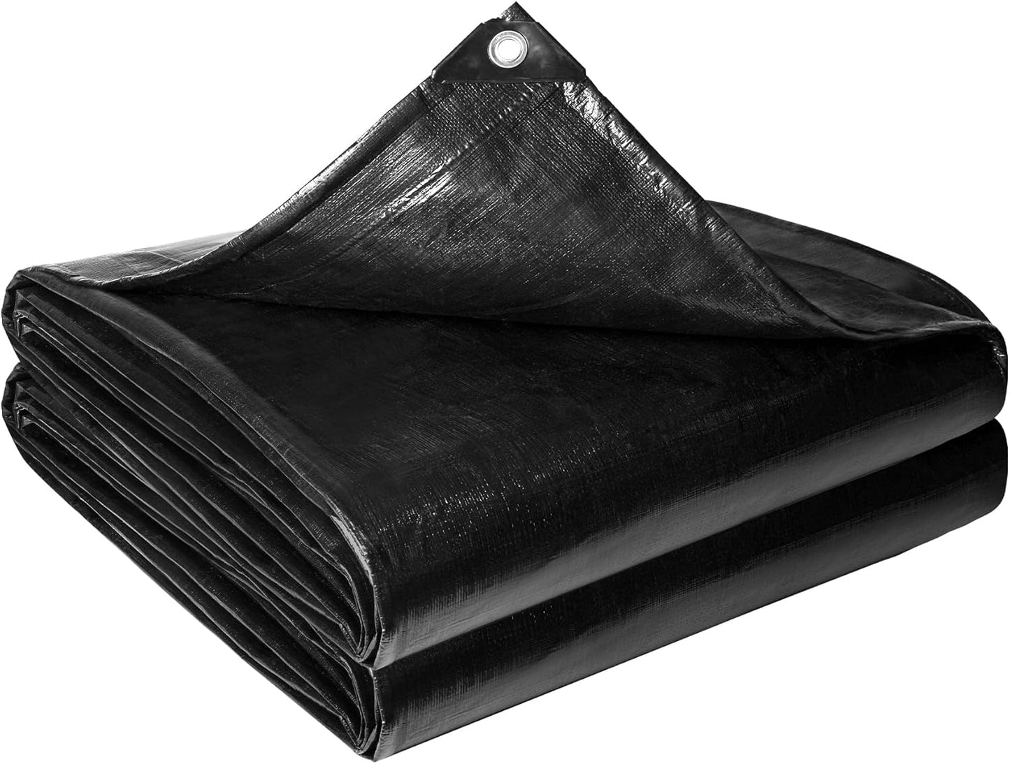 Reinforced PE Pond Liner 20 x 20 FT, 28 Mil Sun Resistant Preformed Pond Liner, Hemmed Edge with Buttonholes Liner for Outdoor Large Ponds, Fish/KOI/Duck Pond, Garden Waterfall, Waterscape, Black