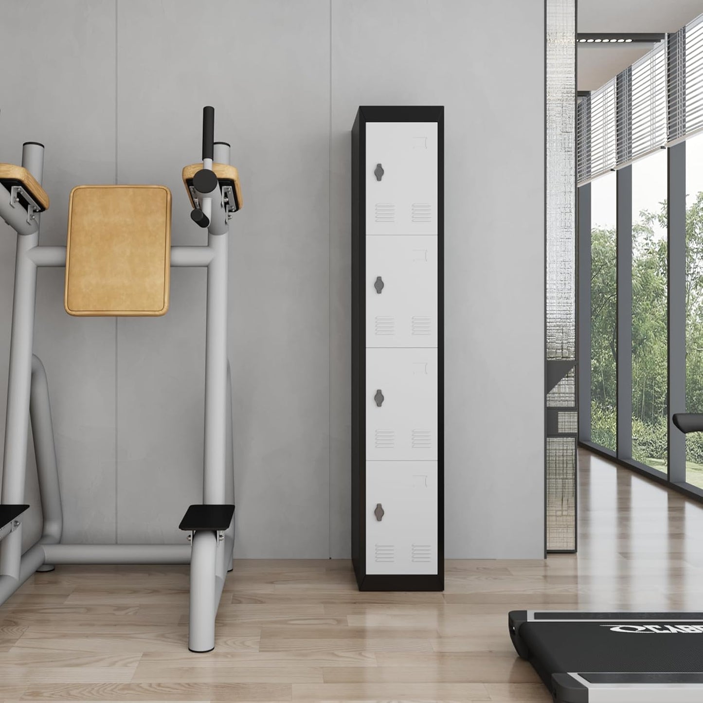 GAOMON Metal Locker, Metal Storage Locker with Shelves and Doors, Perfect for Employees and Students, Ideal for Offices, Schools, Gyms, Homes, and Garages, Assembly Required, Grey & Black