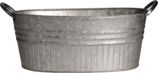 Headwind Oval Galvanized Tubs Planter with Handles – 24 Inch Lightweight Steel Indoor Oval Plant Pot with Drainage Holes – Large Galvanized Tub Flower Bucket – Outdoor Planter by Robert Allen