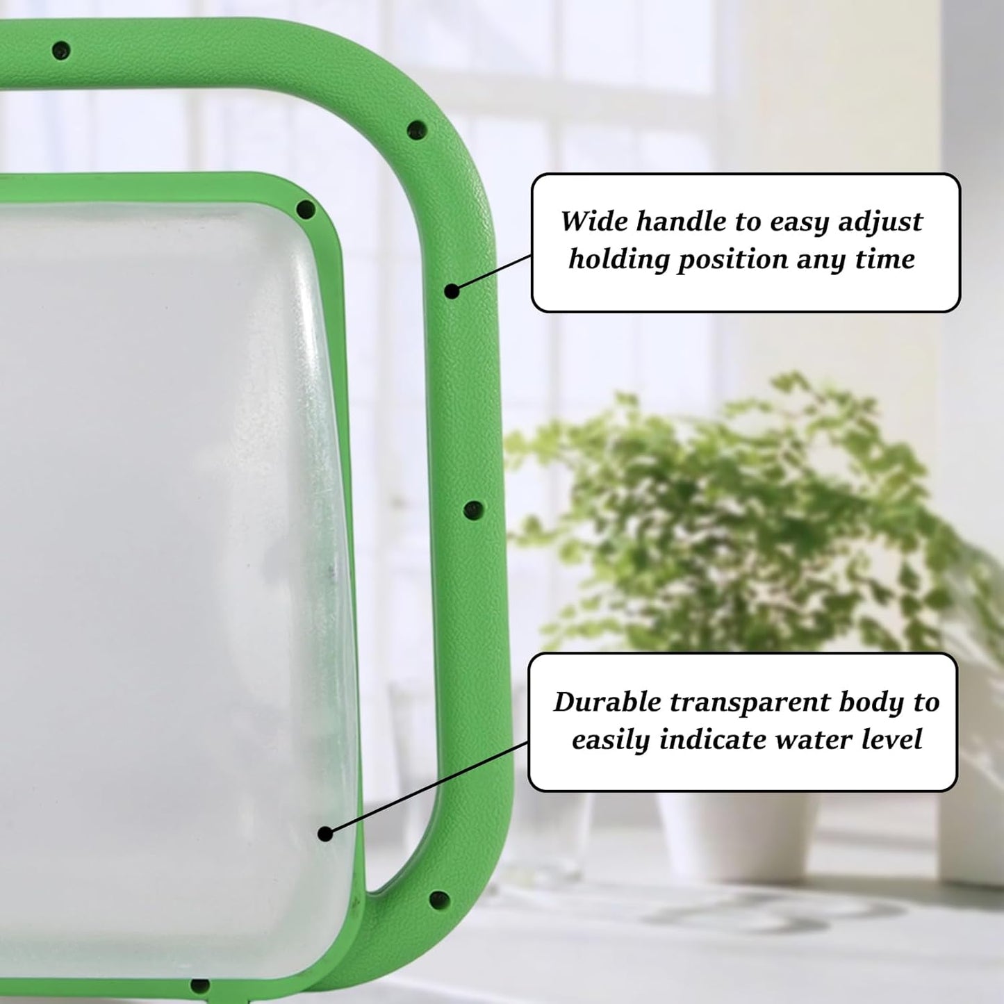 Foldable Transparent Plastic Watering Can 1.6Gal with Spray and Pour Nozzle for Indoor Outdoor Plants,Green