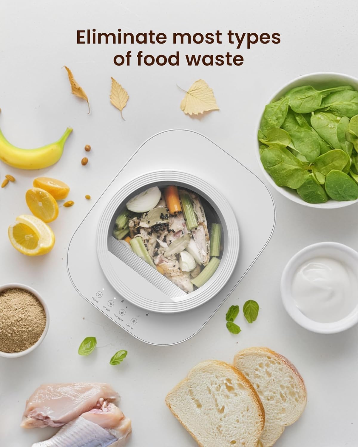 Electric Composter for Kitchen, 4L Smart Countertop Compost Bin, Odorless | Low Noise | Auto-Cleaning | Turn Food Waste into Fertilizer Within 3 Hrs