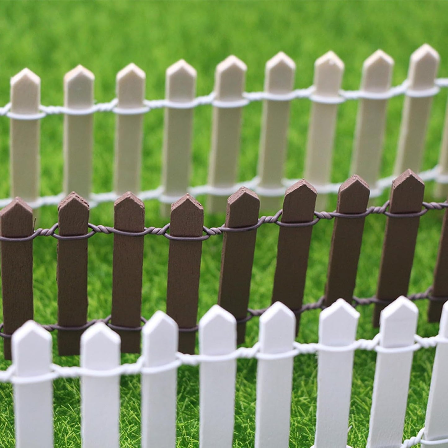35 Inches Mini Fairy Garden Fence DIY Small Wood Decorative Picket Fence Micro Landscape Miniature Ornaments for Dollhouse, Crafts, Diorama Project, Plant Pot (Nature Wood(2 PCS))