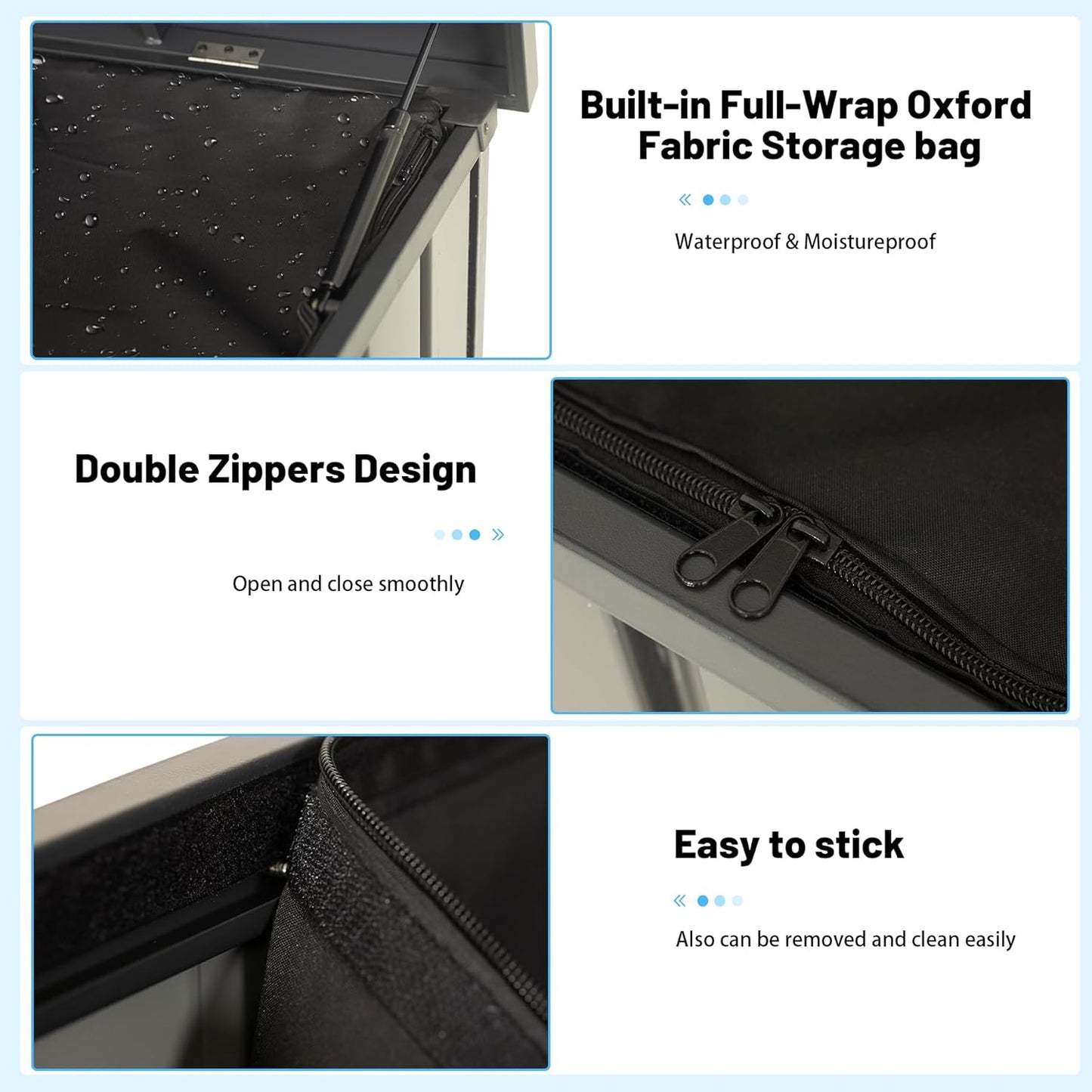 Outdoor Storage Box, 200 Gallon Metal Deck Box Built-in a Oxford Fabric Storage Bag, Lockable & Waterproof Outside Patio Storage Box for Cushions, Pillows, Tools, Pool Floats- Grey