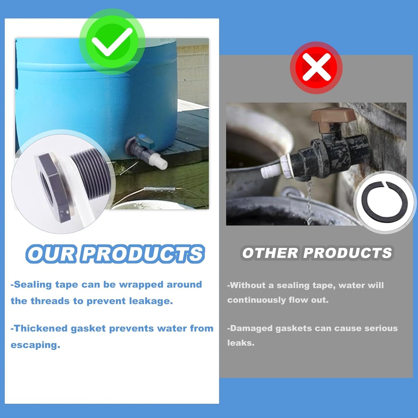 PVC Rain Barrel 45° Elbow, 3/4" Rain Barrel Valve with Bulkhead Connector and Hose Adapter, Garden Faucet Kit for Water Tanks, Aquariums, Bathtubs, Pools, Garden Buckets