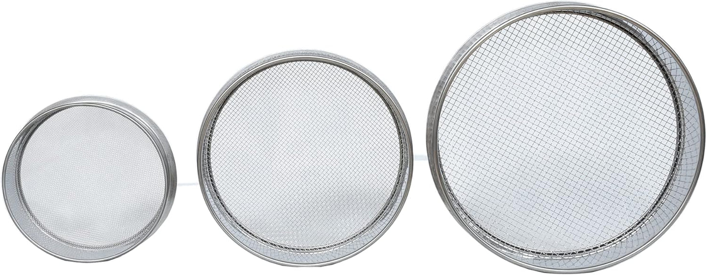 3PCS Soil Sifter for Rocks Sand Compost Sieve
