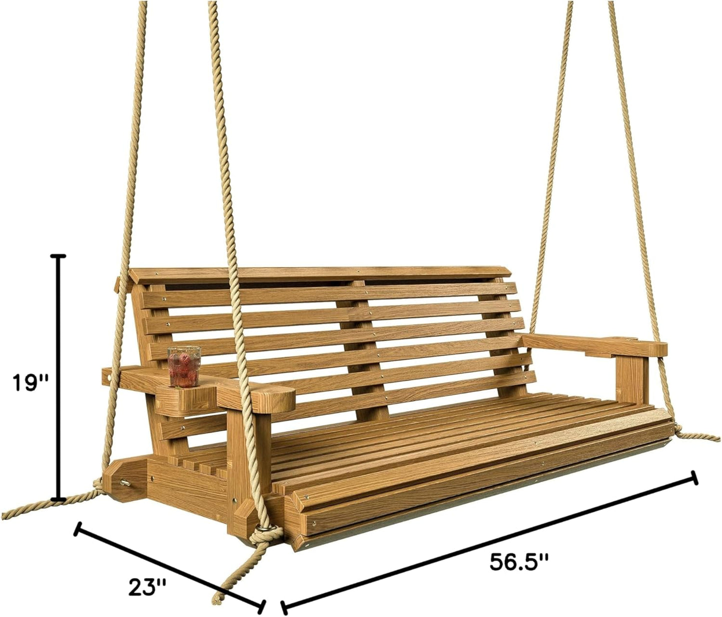 Porchgate Amish Heavy Duty 800 Lb Roll Comfort Treated Porch Swing W/Ropes (5 Foot, Birch)