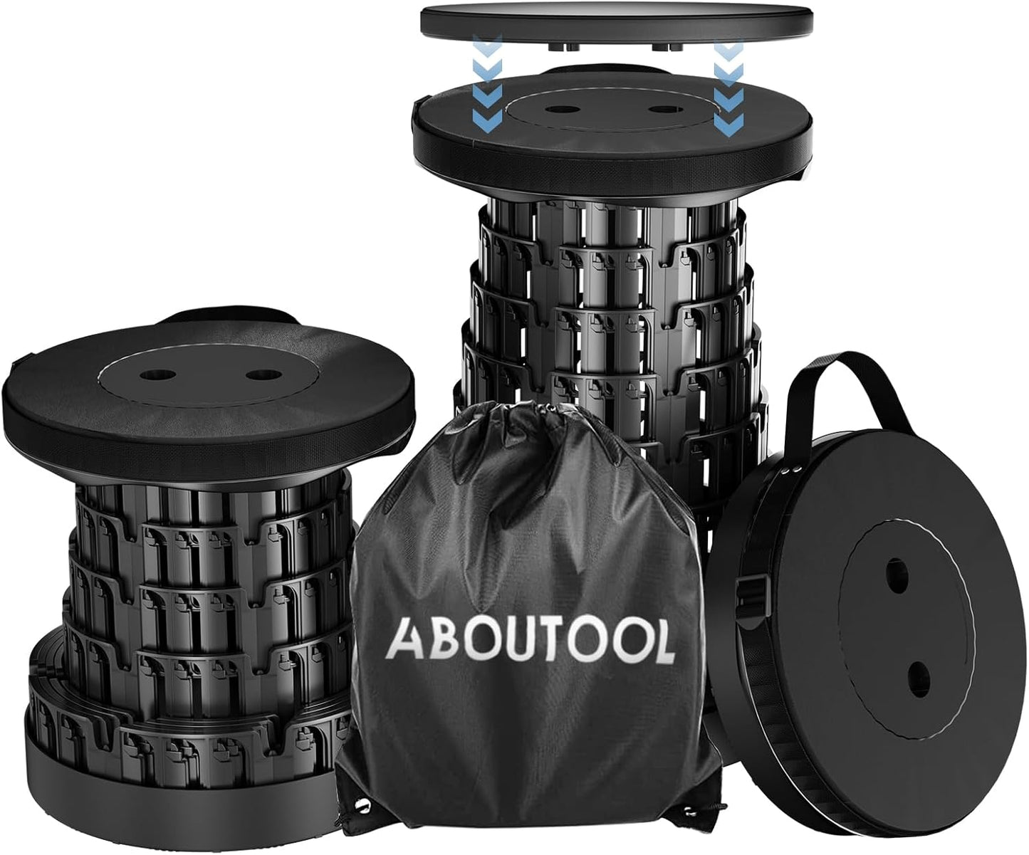 Upgraded Collapsible Stool with Removable Cushion & Waterproof Carry Bag - Portable Folding Stool for Adults, Camping, Fishing, Hiking - Lightweight Yet Sturdy Max 400lbs