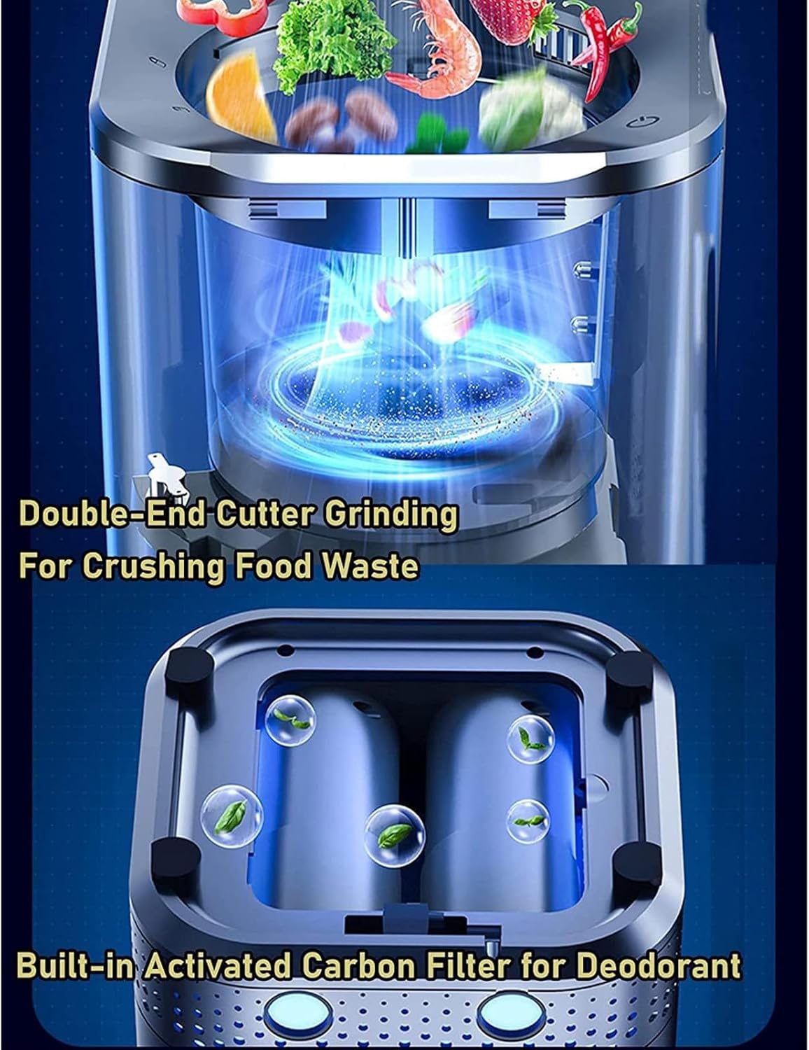 Electric Kitchen Composter,Smart Waste Kitchen Composter,Home Composting Bin,Countertop Automatic Food Waste Cycler with 2.5L Capacity,Turn Garbage to Compost with Single Button,220V