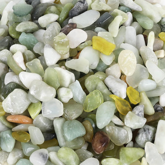 5lbs Natural River Rocks, Polished Pebbles for Plants Garden, 0.3-0.8 inch Decorative Jade Stones, Ideal for Fish Tank, Vases, Crafting, Home Decor and Garden Landscaping Rocks,Jade