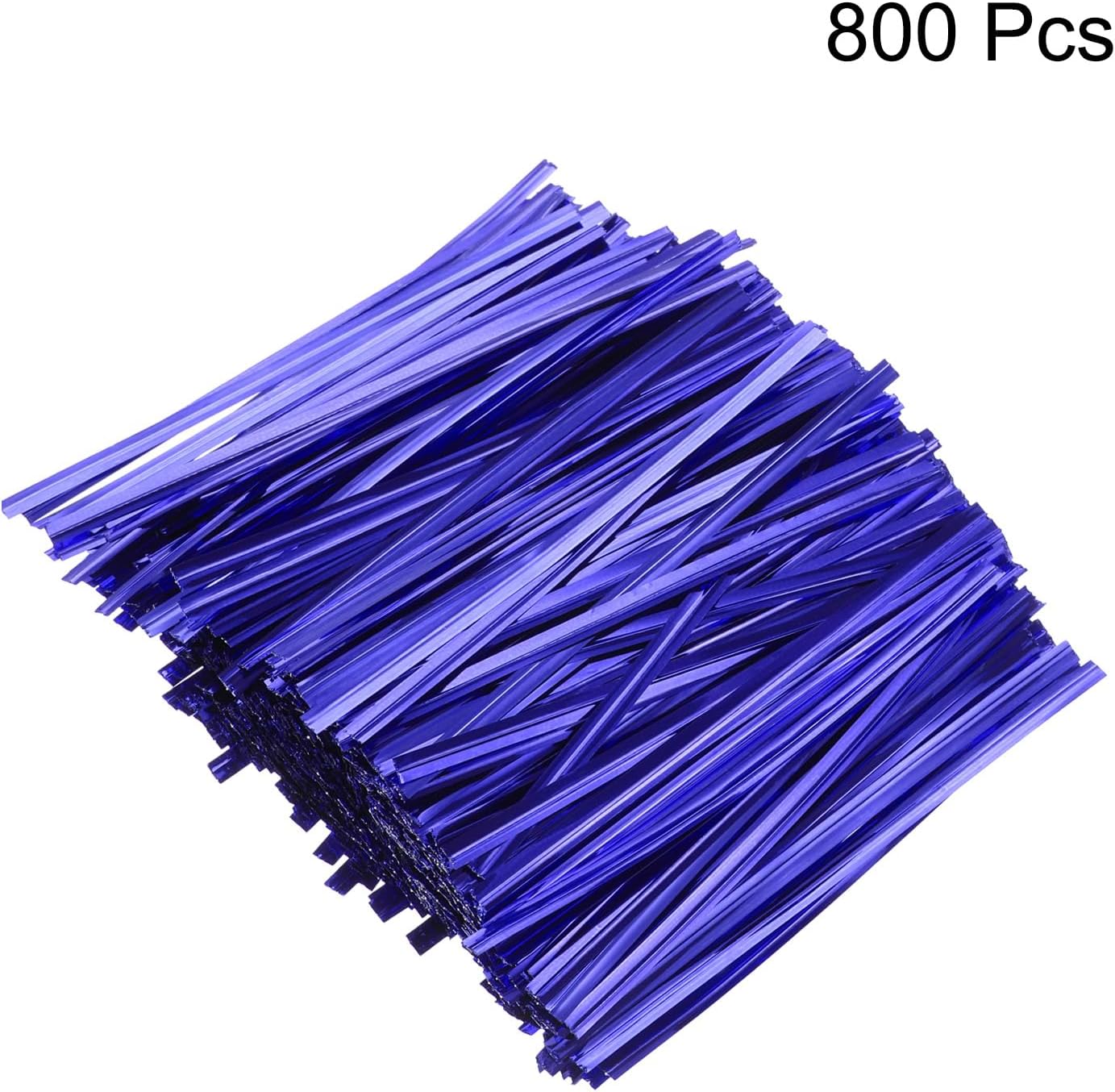 HARFINGTON 800pcs Bag Twist Ties 4" Reusable Plastic Metallic Twist Ties Wire Cable Ties for Party Bread Candy Cake, Blue