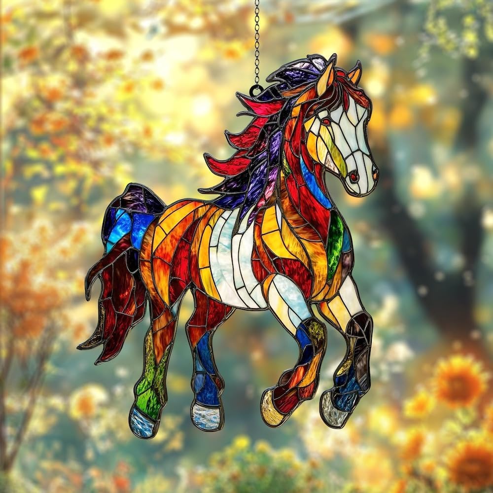 Horse Lover Acrylic Suncatcher Ornament Window Hanging Equestrian Light Catcher Home Decor Gift