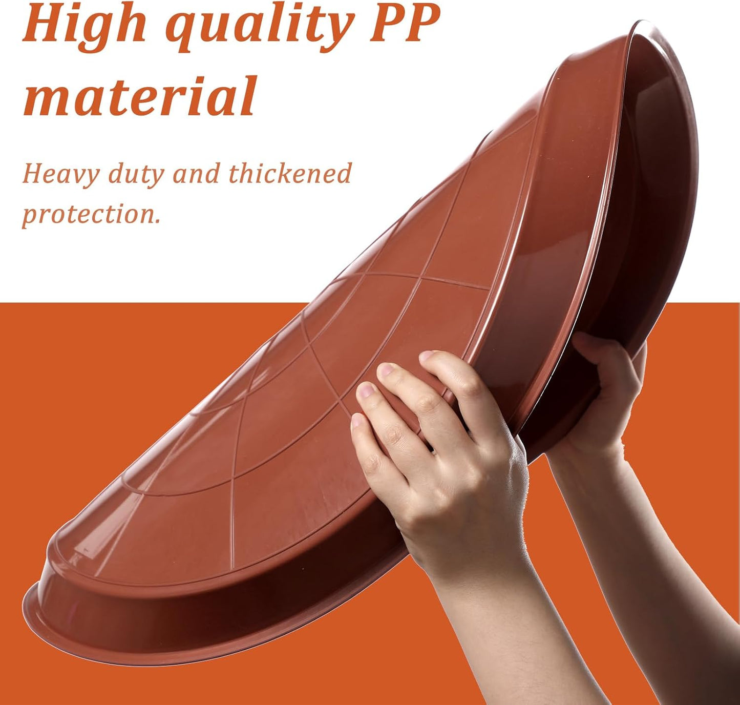 Eccliy 6 Pack Plastic Plant Saucer Heavy Duty Planter Saucers Large Plant Pot Saucers Plastic Water Trays for Indoors and Outdoors Flower Plant Plant Drip (Terracotta,23 Inch)