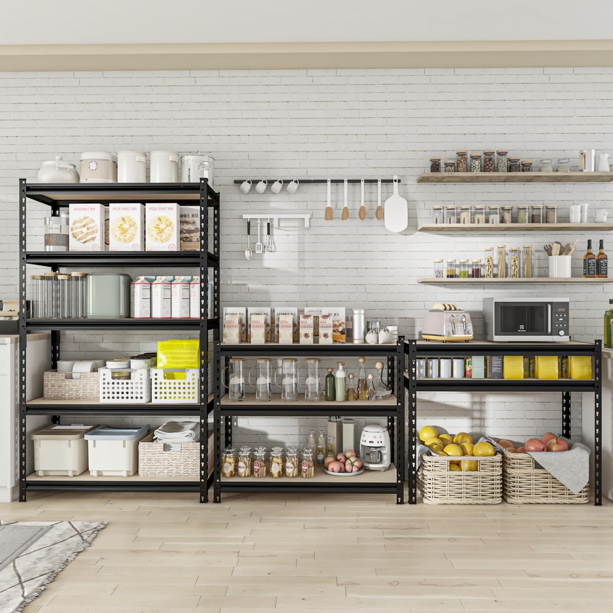 5 Tier Adjustable Heavy Duty Metal Shelving Unit, 60" H x 28" W x 12" D, Utility Rack, Garage Storage Shelves for Kitchen, Basement, Warehouse, Living Room, Classroom, Black