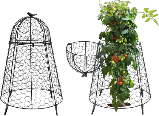 Plant Protector Chicken Wire Cloche 2 PCS, Plant Protectors from Animals, 18.7×12 Inch Large Garden Cloches for Plants, Sturdy 2-in-1 Cloche Dome for Plants, Plant Protectors for Easy Pruning
