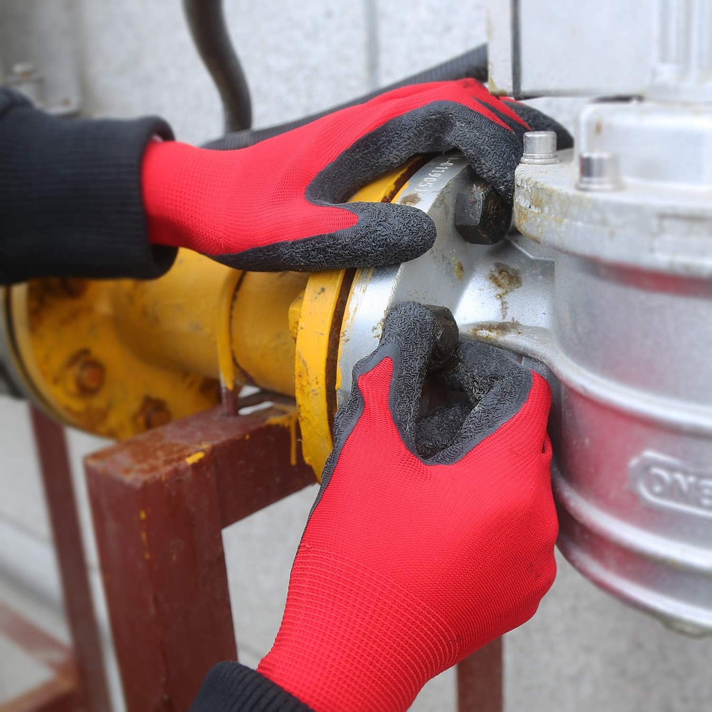 Evridwear Crinkle Latex Rubber Hand Coated Safety Work Gloves for Men Women General Multi Use Construction Warehouse Gardening Assembly Landscaping (XL-Size) 12 Pairs Pack