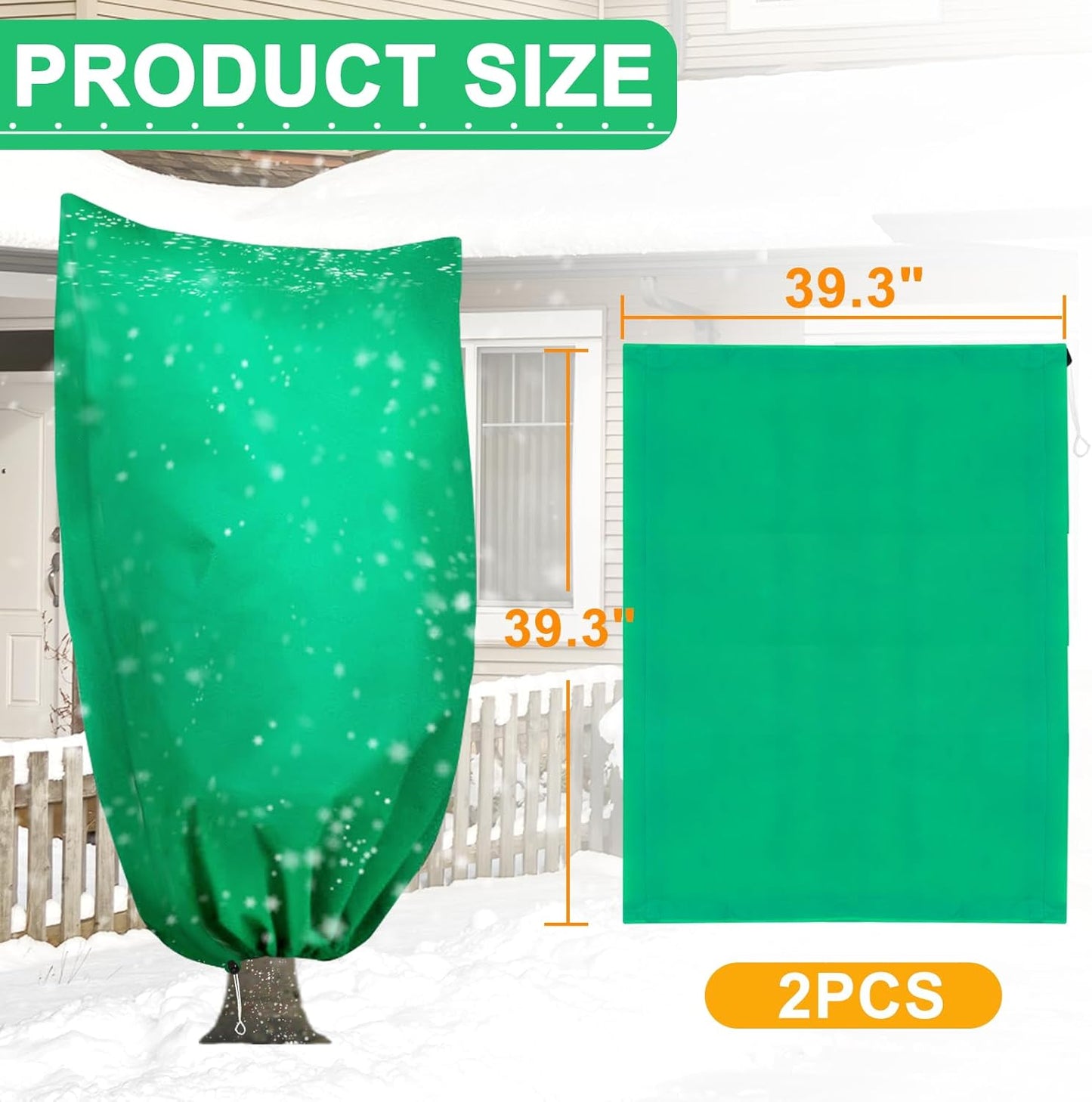 DQS 2 Pack Plant Covers Freeze Protection, 39.3" x39.3" Winter Frost Protection Blankets Frost Cloth,Suitable for Outdoor Winter Frost, Cold Weather, shrubs, Trees, Jackets, and coverings